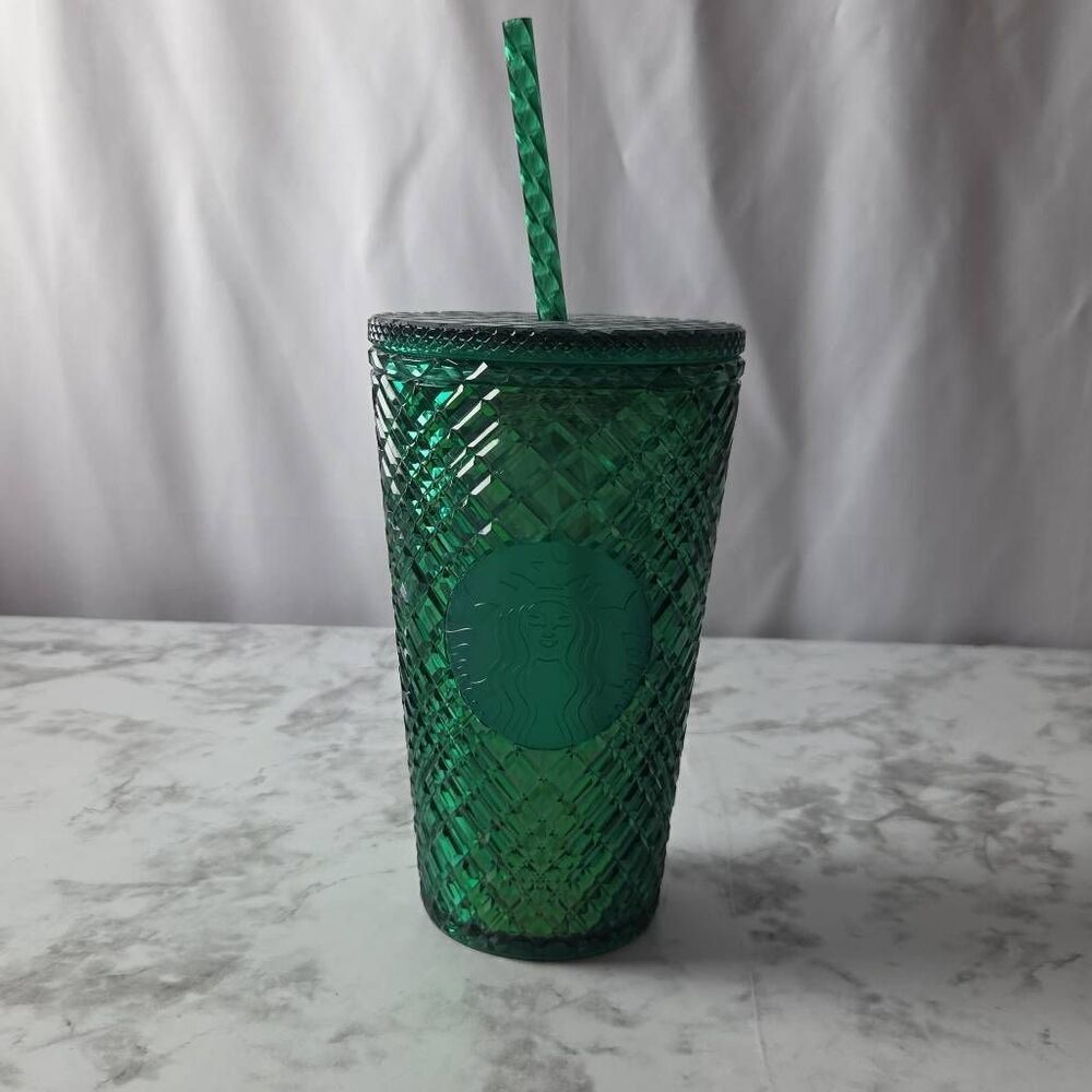 Starbucks 2022 Anniversary Emerald Green Jeweled Tumbler Cold Cup Grande 16 oz